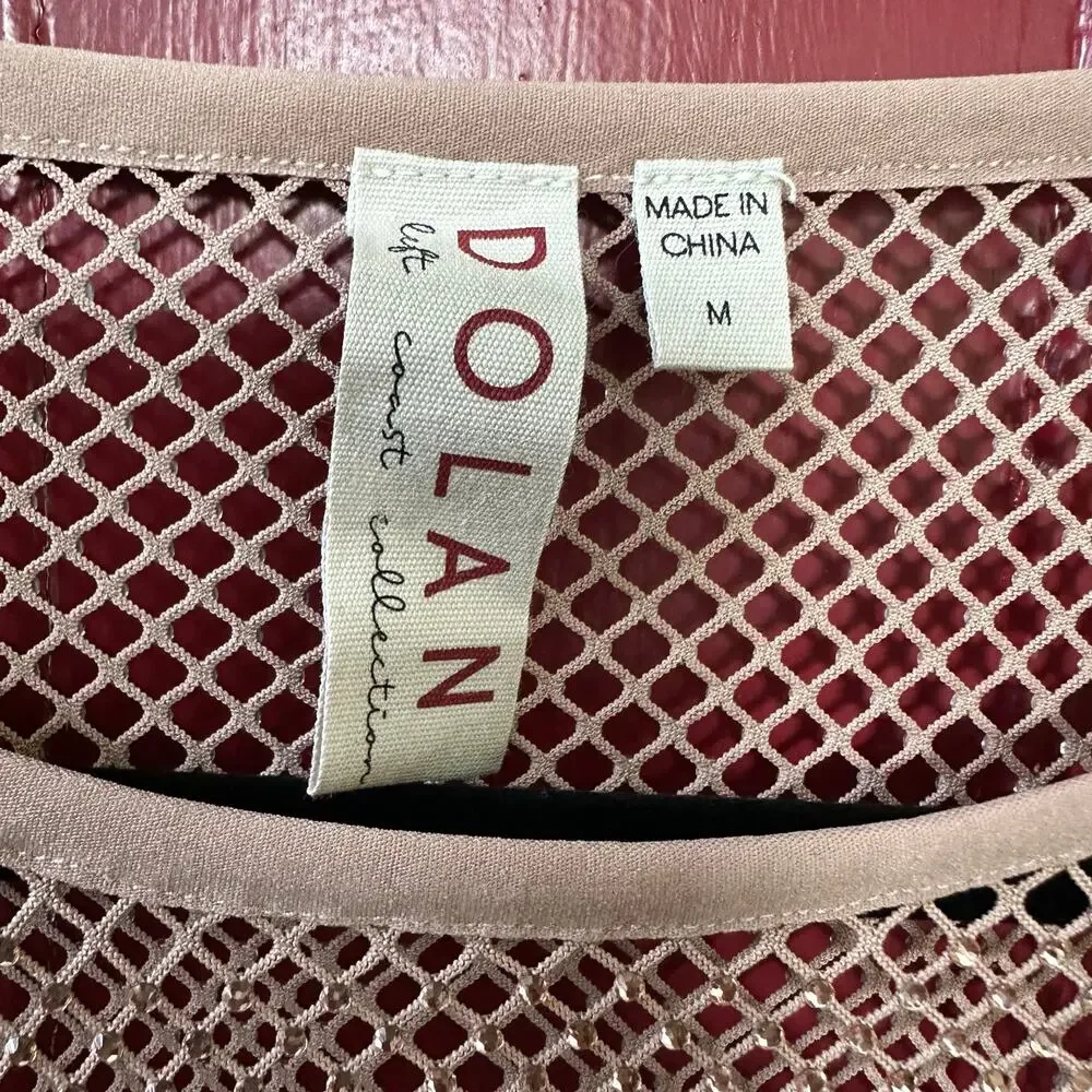 Anthropologie Metallic Mesh Sheer Cropped Long Sleeve Party Top M Layering glitz - Picture 4 of 11